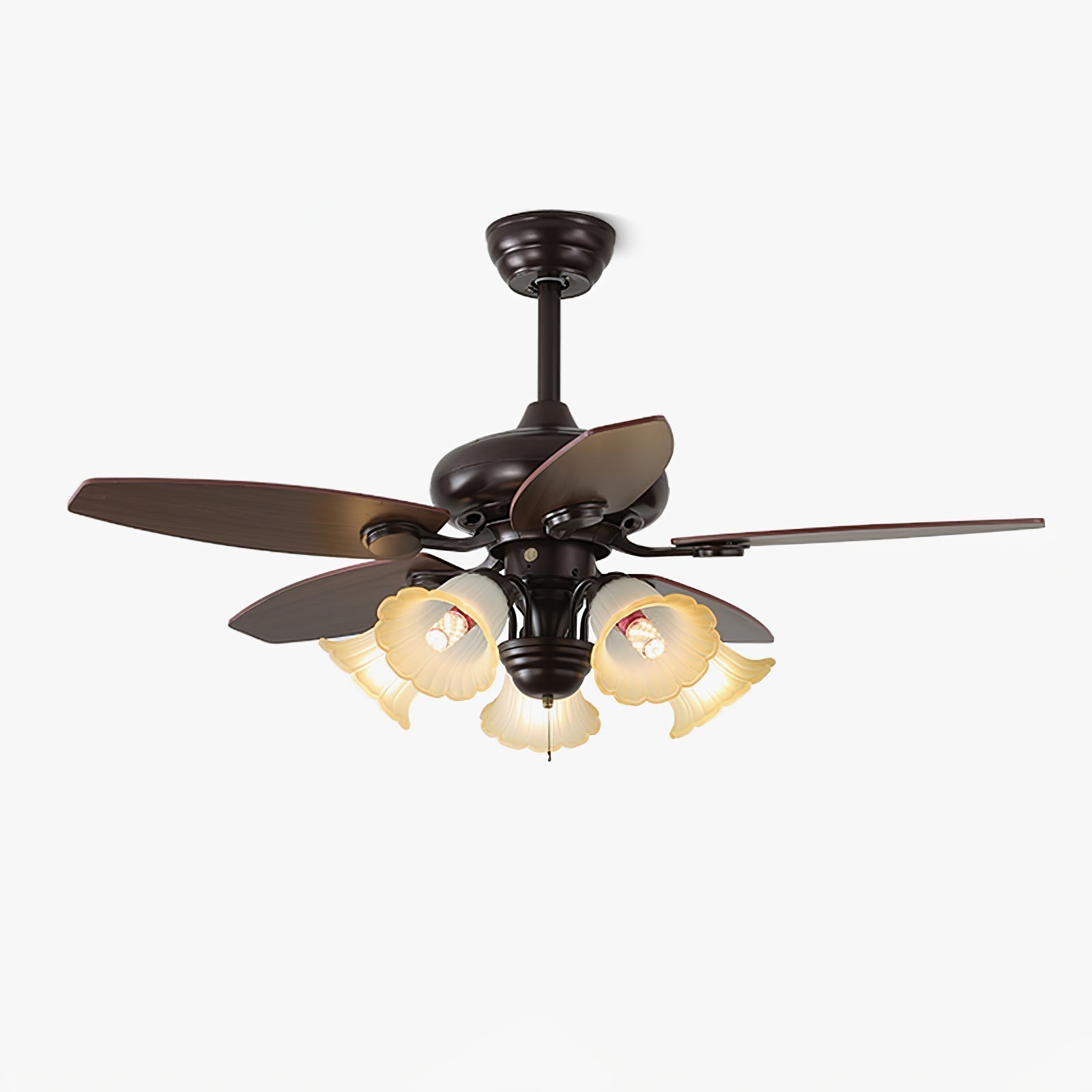 Ventilatore da soffitto con luce Elora Vintage, Modello A, Diam. 107cm