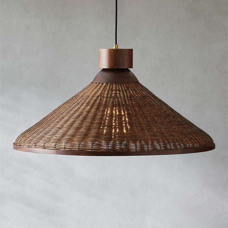 Silva Lampada a Sospensione LED di Design Retrò in Rattan per Soggiorno/Ristorante/Hotel