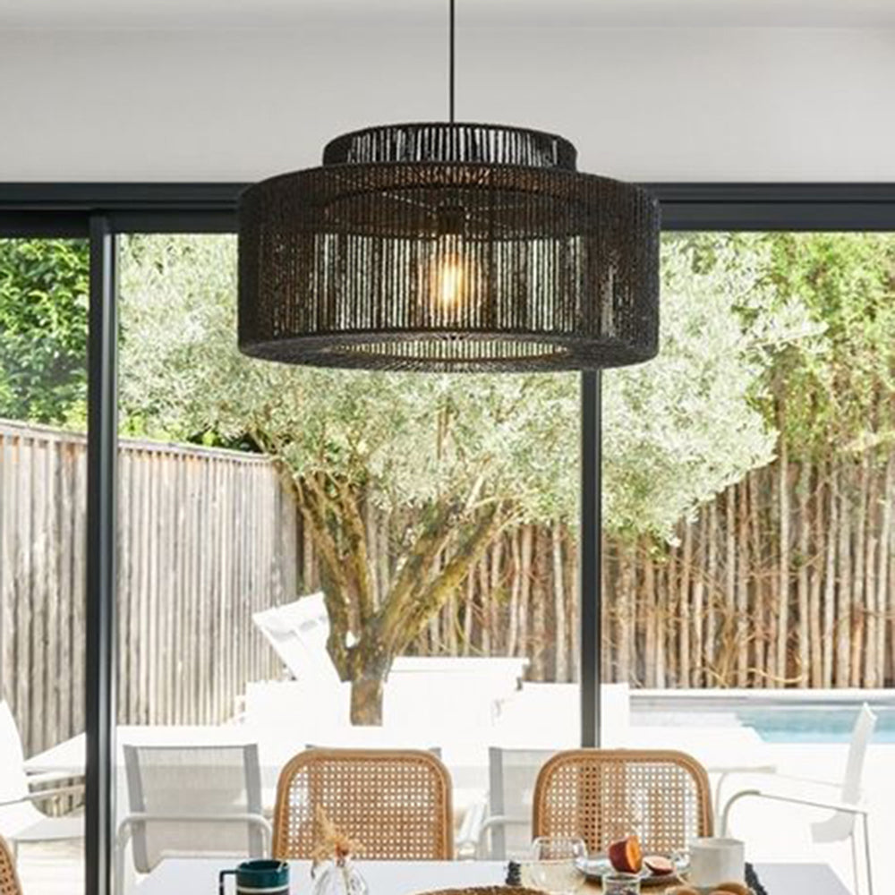 Ritta Retro Rustico Tamburo Appeso Lampade a Sospensione Nero