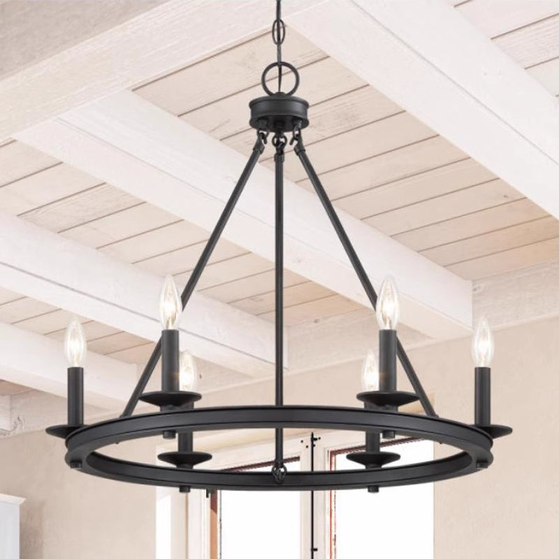 Silva Lampadario Moderno a Candele in Metallo Nero per Soggiorno/Camera da Letto
