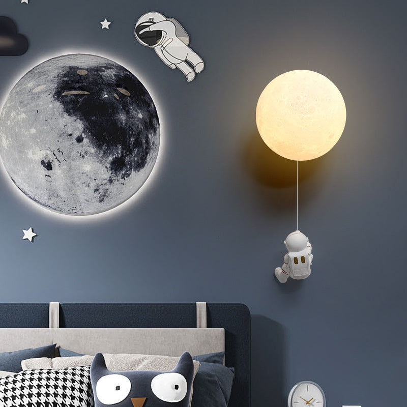 Aria Moderno Luna LED Applique Bianco Resina Camera dei Bambini