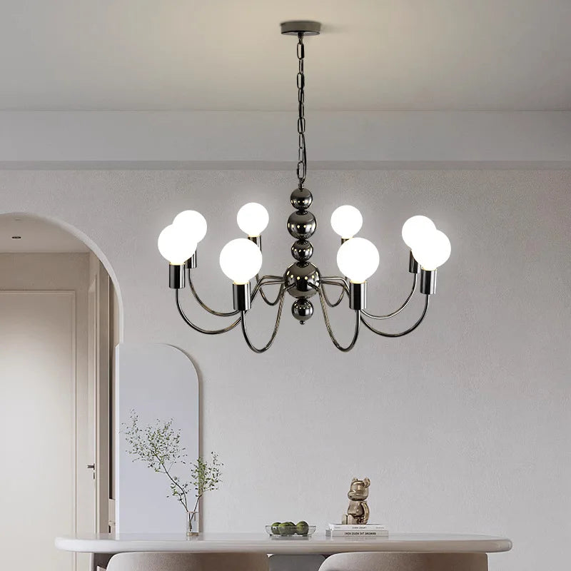 Valentina Medievale Metallo/Vetro Lux Lampadario Argento/Nero Soggiorno