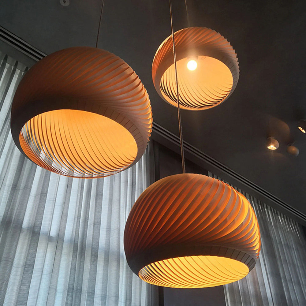 Muto Moderno LED Lampade a Sospensione Semicerchio Metallo Legno Nativo Soggiorno/Camera da Letto