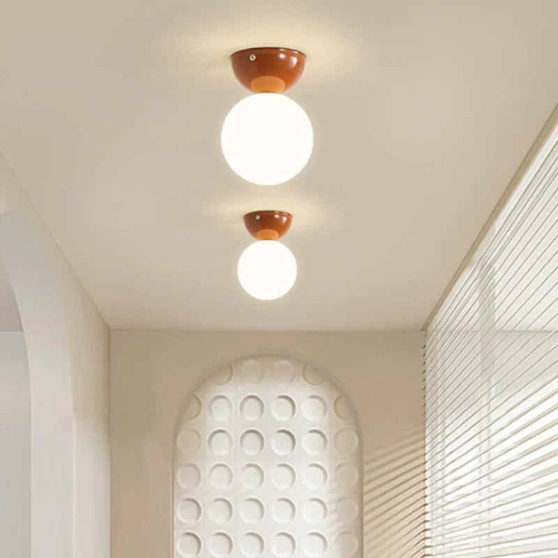 Valentina Vintage Metallo Vetro Plafoniera Rosso Verde Cromo