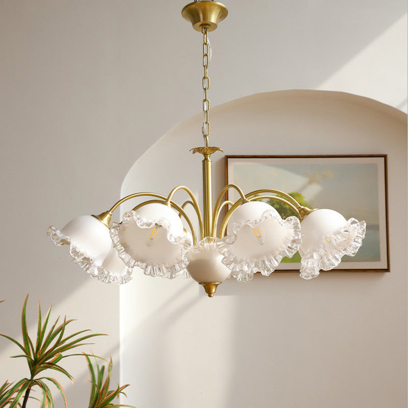 Arisha Metallo Vetro Lux Lampadario Bianco Camera da letto Soggiorno Sala da Pranzo