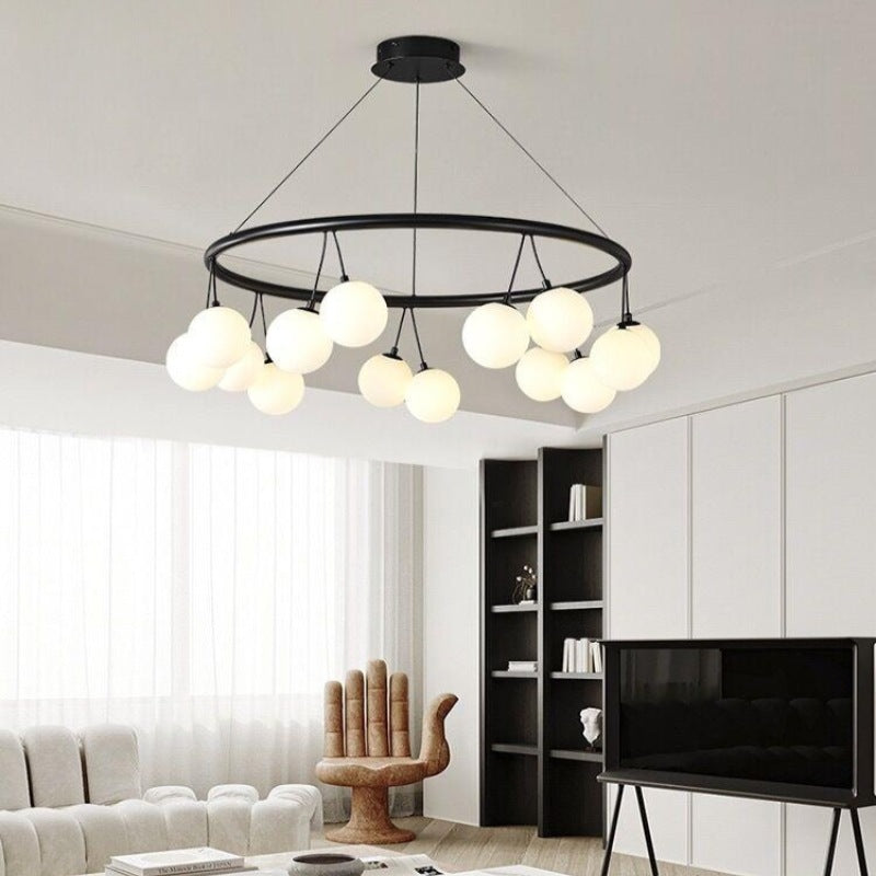 Valentina Nordico Metallo/Vetro Lux Lampadario Nero Camera da letto/Soggiorno