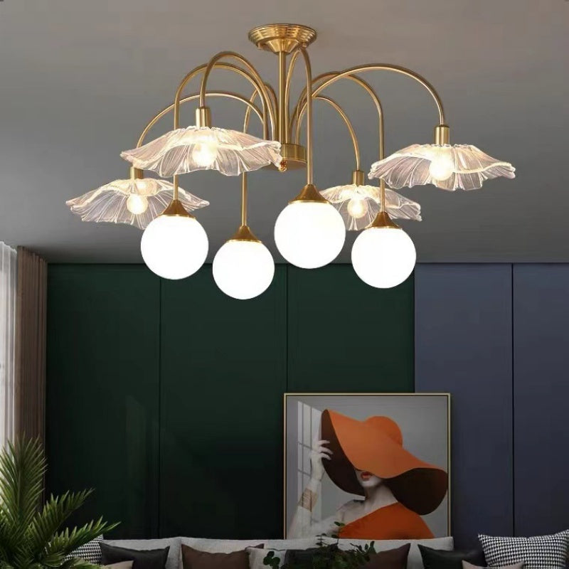 Valentina Nordico Metallo/Vetro Lux Lampadario Brass Camera da letto/Soggiorno