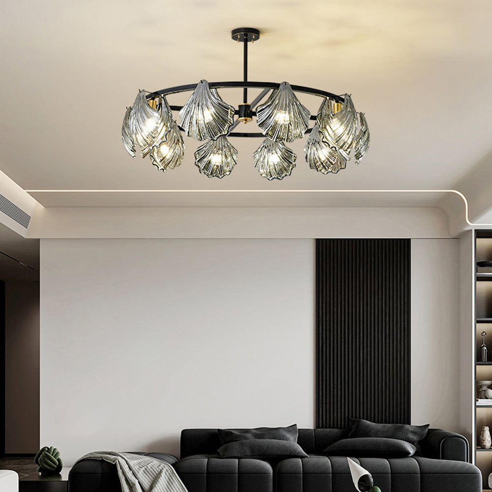 Kristy Moderne LED Conchiglia Anulare Lampade a Sospensione Metallo Vetro Nero/Oro Soggiorno/Camera da Letto