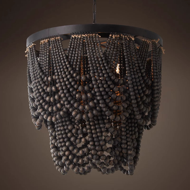 Silva Lampade a Sospensione LED Boho in Nero/Ruggine/Bianco Legno/Metallo per Soggiorno/Camera da Letto