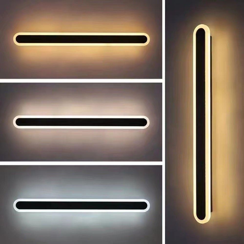 Ray Minimalista Applique da Esterni Metallo Nera Ovale Lineare