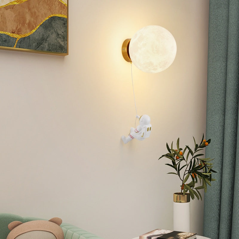 Aria Moderno Luna LED Applique Bianco Resina Camera dei Bambini