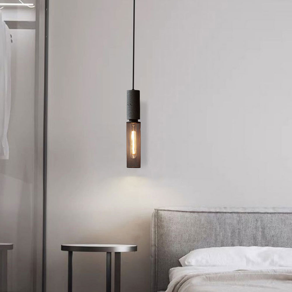 Arisha Moderni LED Wabi-Sabi Lampada a Sospensione Cilindrica Industriale Cemento/Metallo