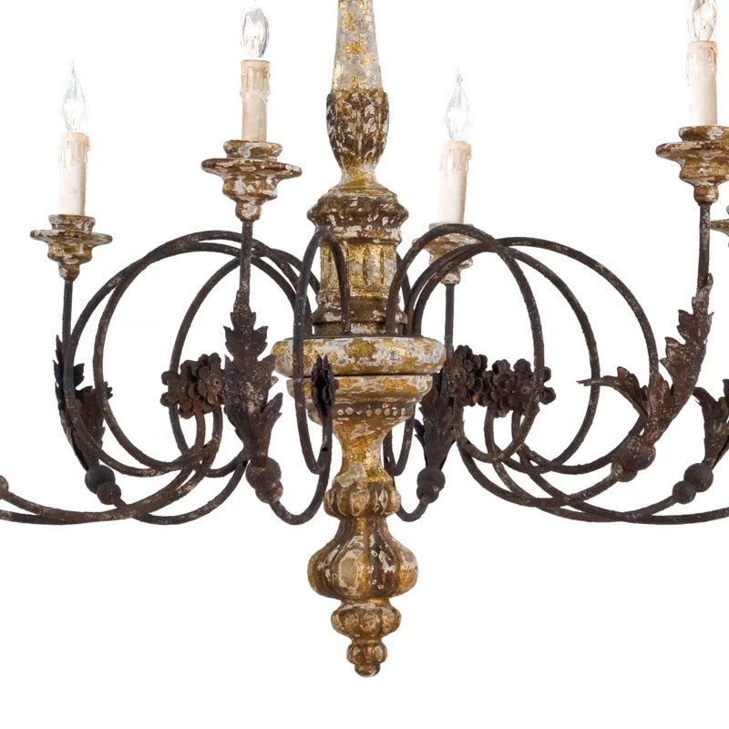 Silva Grande Lampadario Retro Creativo in Legno Marrone e Metallo per Soggiorno
