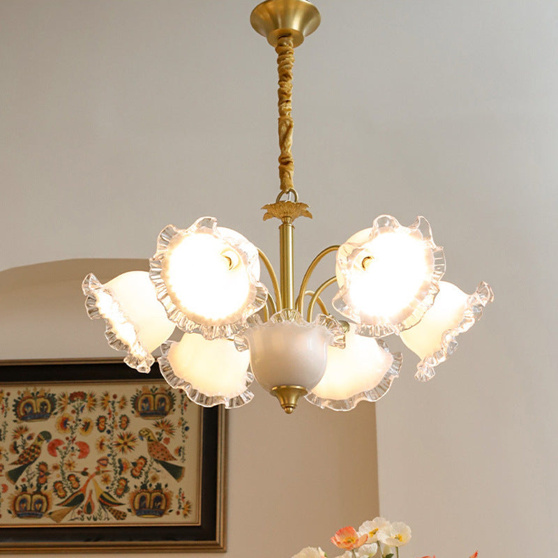 Arisha Metallo Vetro Lux Lampadario Bianco Camera da letto Soggiorno Sala da Pranzo
