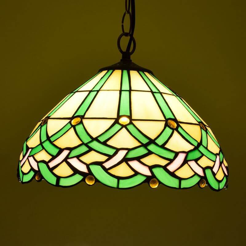 Tiffany Vintage Metallo/Vetro Sospensione Verde Soggiorno