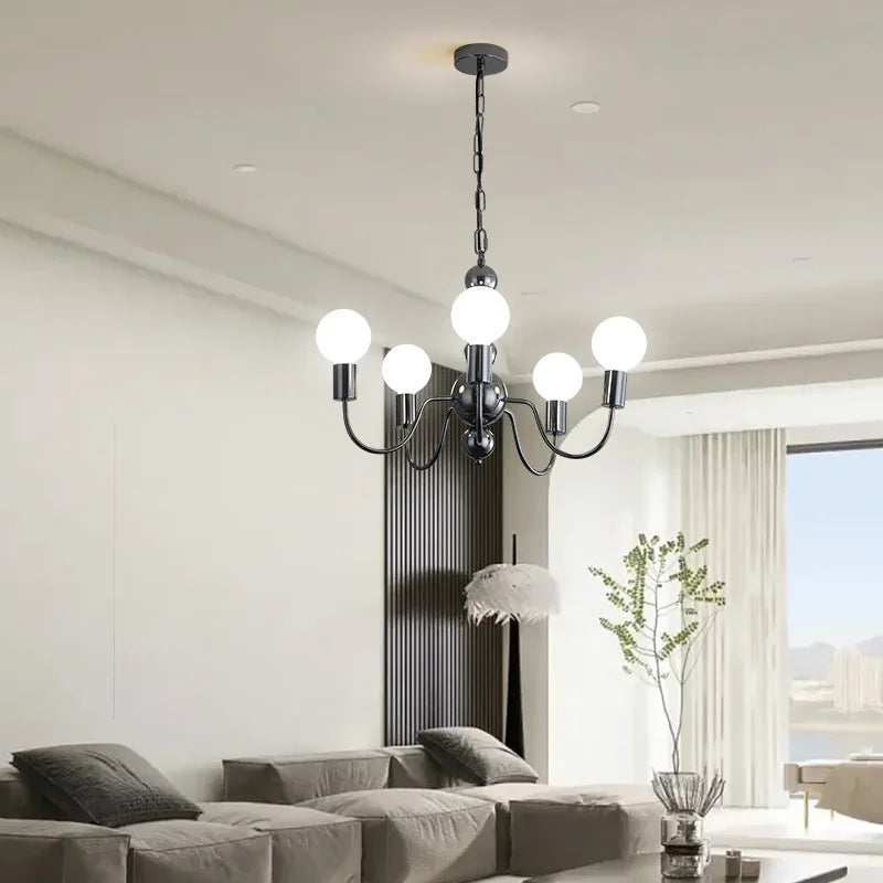 Valentina Medievale Metallo/Vetro Lux Lampadario Argento/Nero Soggiorno