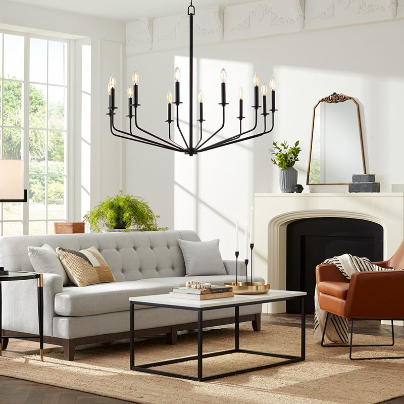 Silva Lampadari LED Moderno Industriale in Metallo Nero per Soggiorno