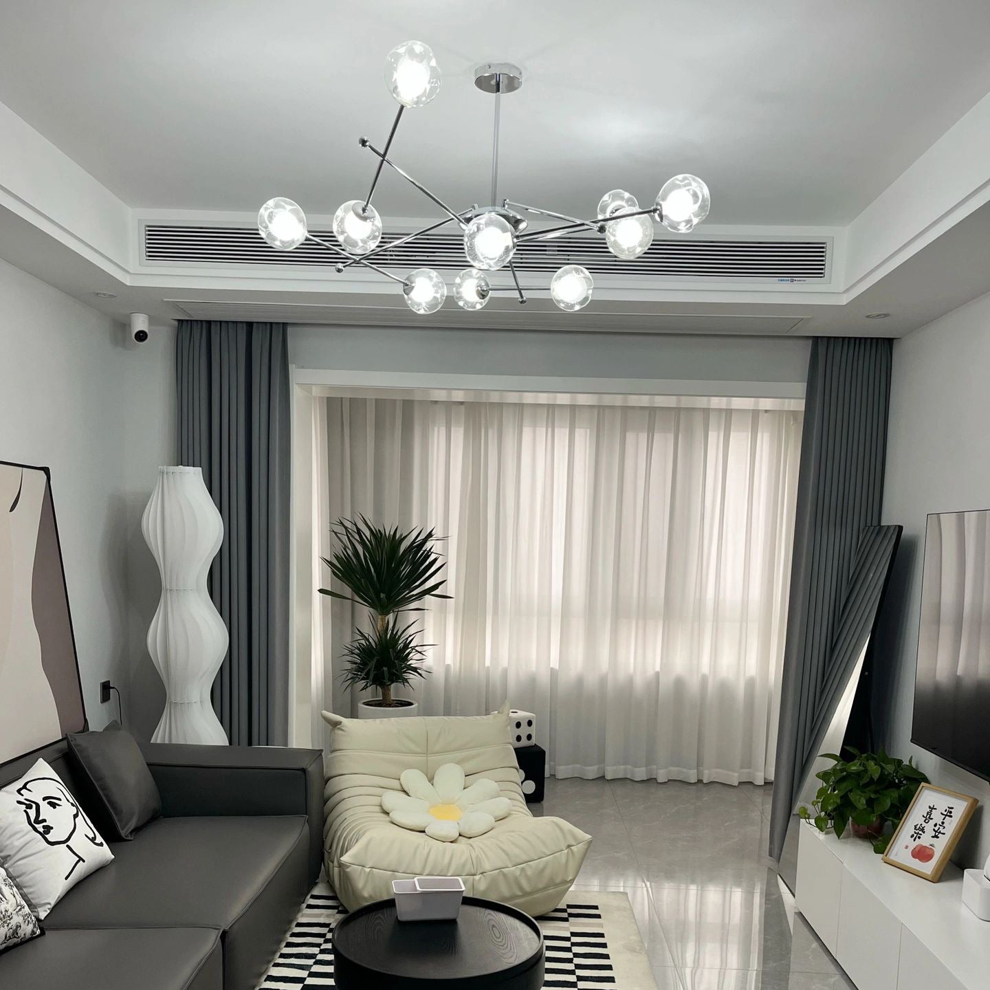 Valentina Moderno Metallo/Vetro Lux Lampadario Cromo Camera da letto/Soggiorno