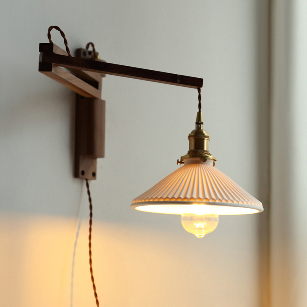 Muto Design LED Applique da Parete Ceramica/Legno/Chiaro Cupola Vintage Soggiorno/Camera da Letto