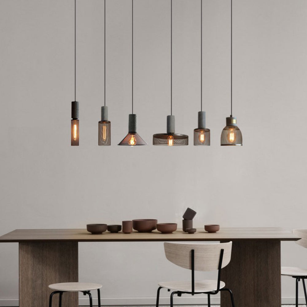 Arisha Moderni LED Wabi-Sabi Lampada a Sospensione Cilindrica Industriale Cemento/Metallo