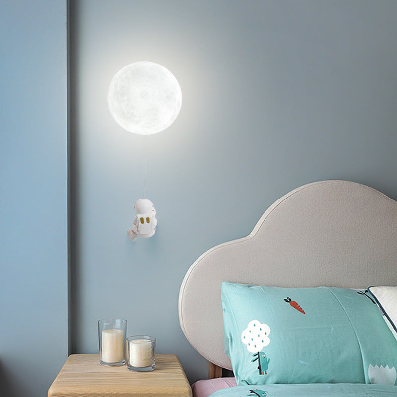 Aria Moderno Luna LED Applique Bianco Resina Camera dei Bambini