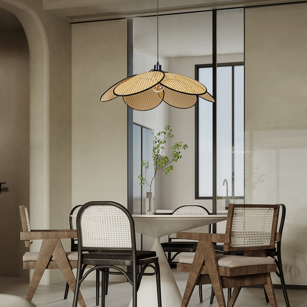 Ritta Moderno Elegante LED Fiore Lampada a Sospensione Rattan Nero/Bianco Soggiorno/Camera da Letto/Sala da Pranzo