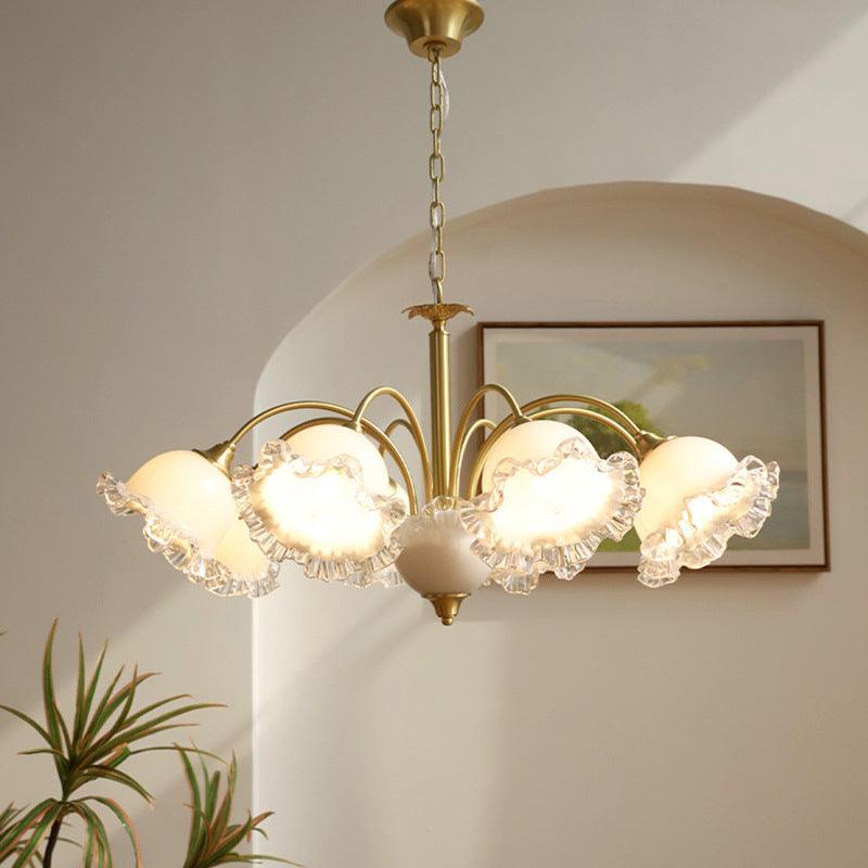 Arisha Metallo Vetro Lux Lampadario Bianco Camera da letto Soggiorno Sala da Pranzo