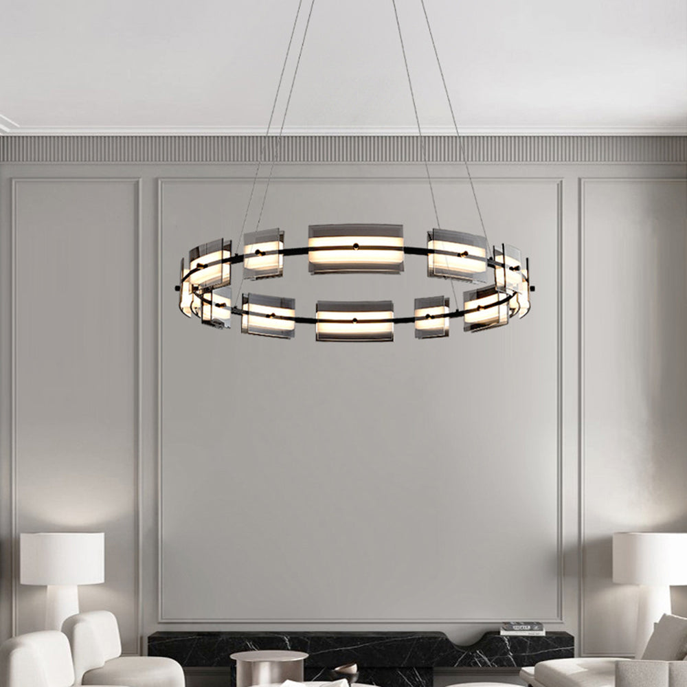 Arisha Moderno Urbano LED Anello Lampade a Sospensione Metallo Nero/Oro Soggiorno/Camera da Letto