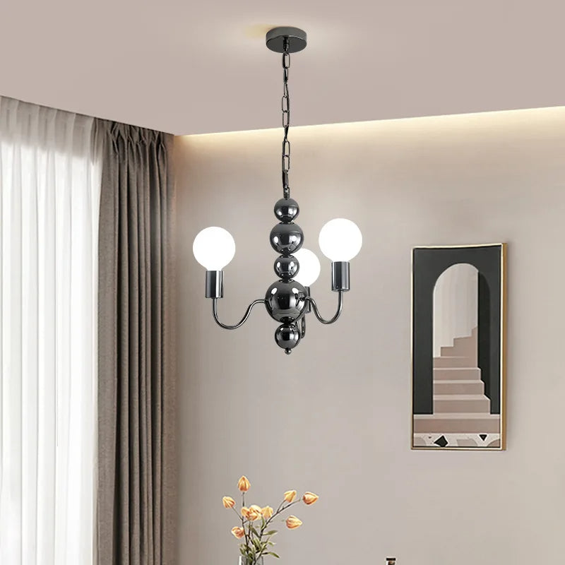 Valentina Medievale Metallo/Vetro Lux Lampadario Argento/Nero Soggiorno