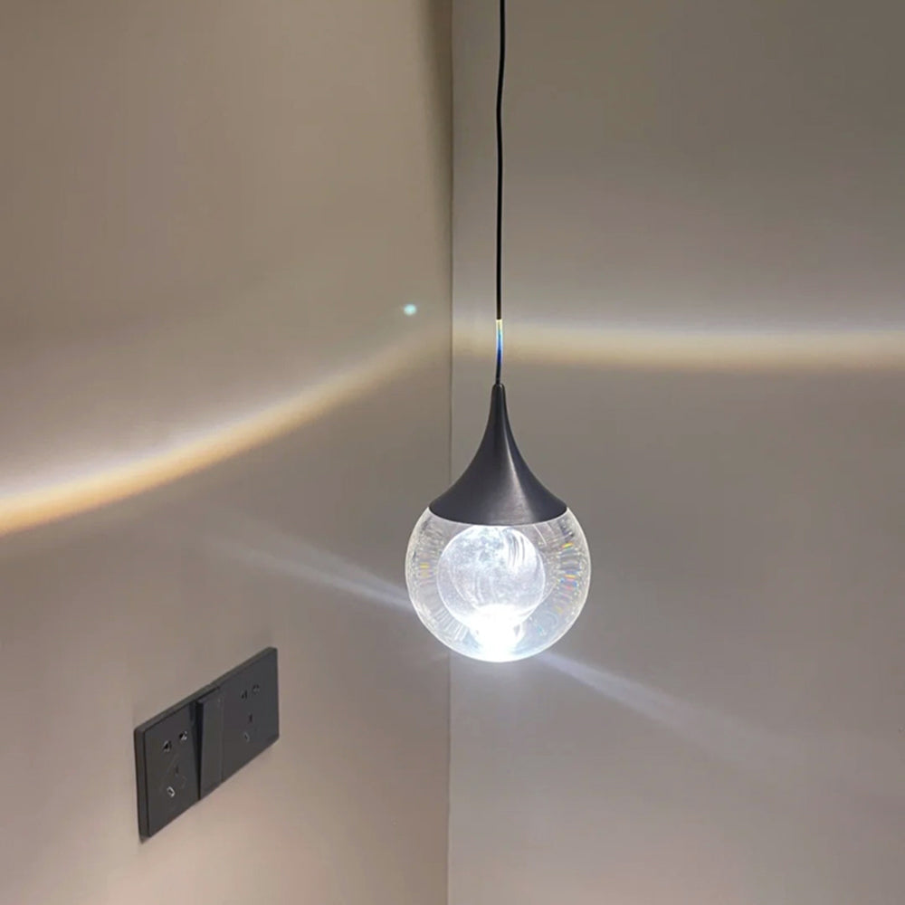 Aria Minimalista LED Speciale Luna Lampade a Sospensione Metallo Cristallo Trasparente Nero Soggiorno/Camera da Letto