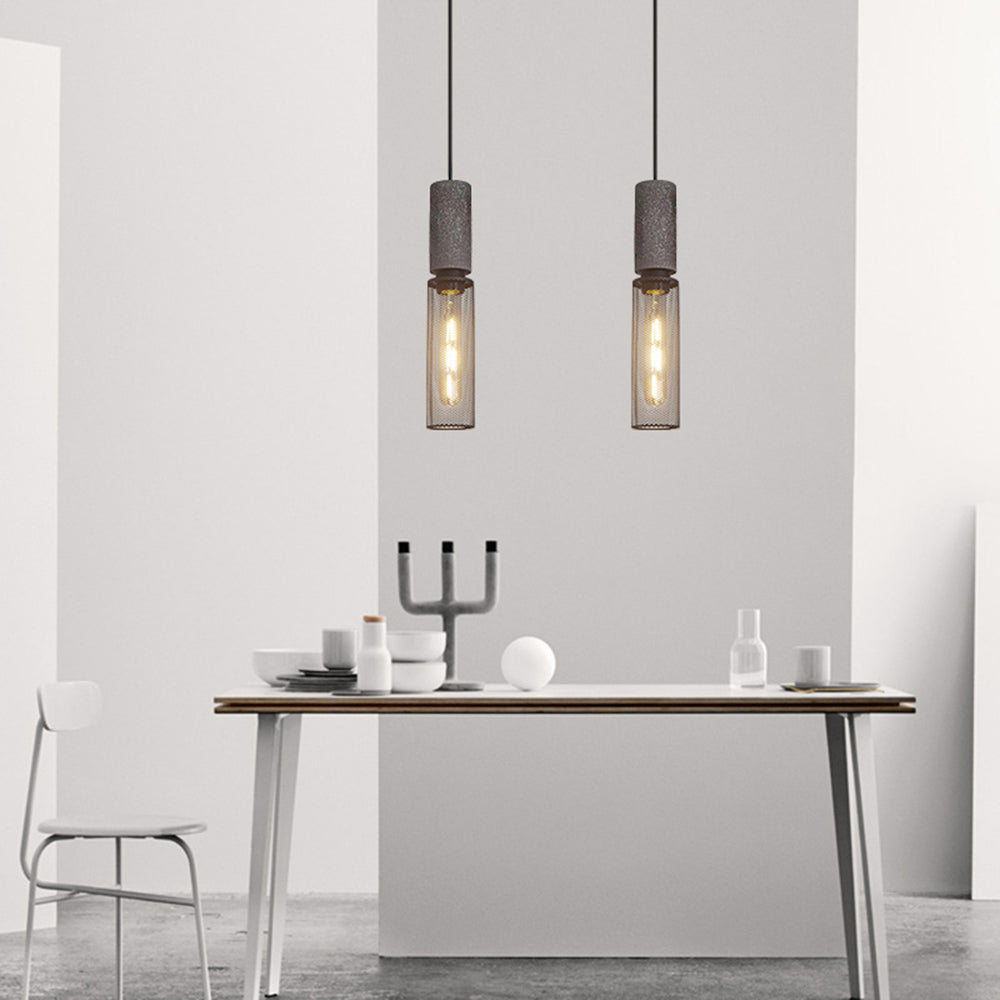 Arisha Moderni LED Wabi-Sabi Lampada a Sospensione Cilindrica Industriale Cemento/Metallo