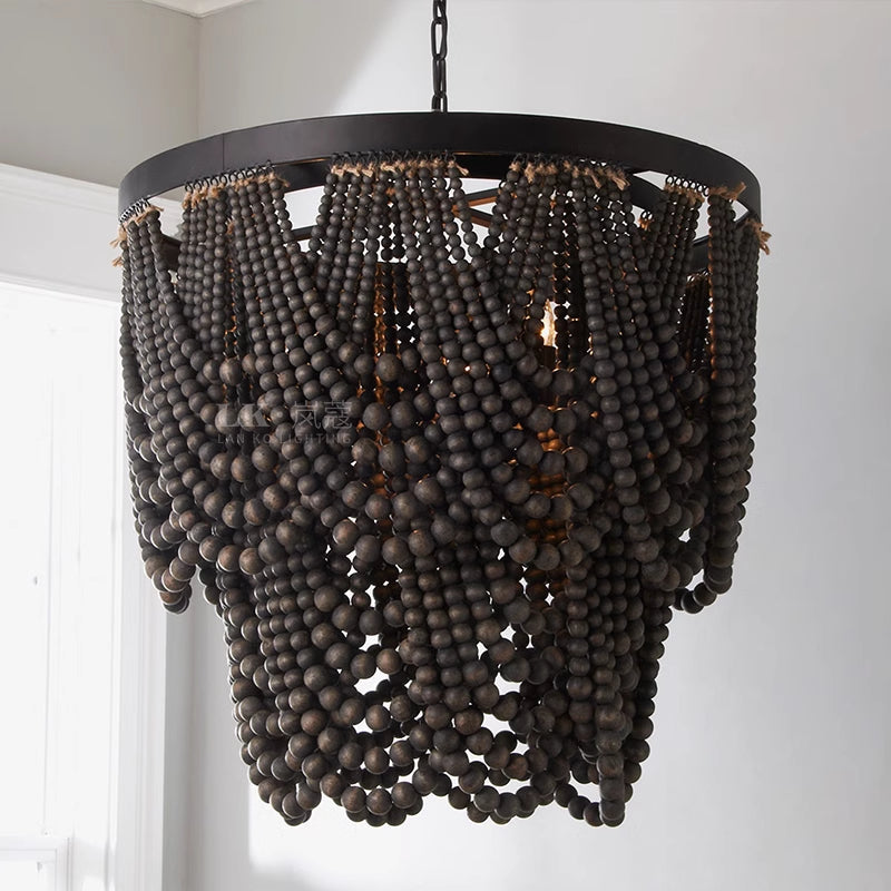 Silva Lampade a Sospensione LED Boho in Nero/Ruggine/Bianco Legno/Metallo per Soggiorno/Camera da Letto
