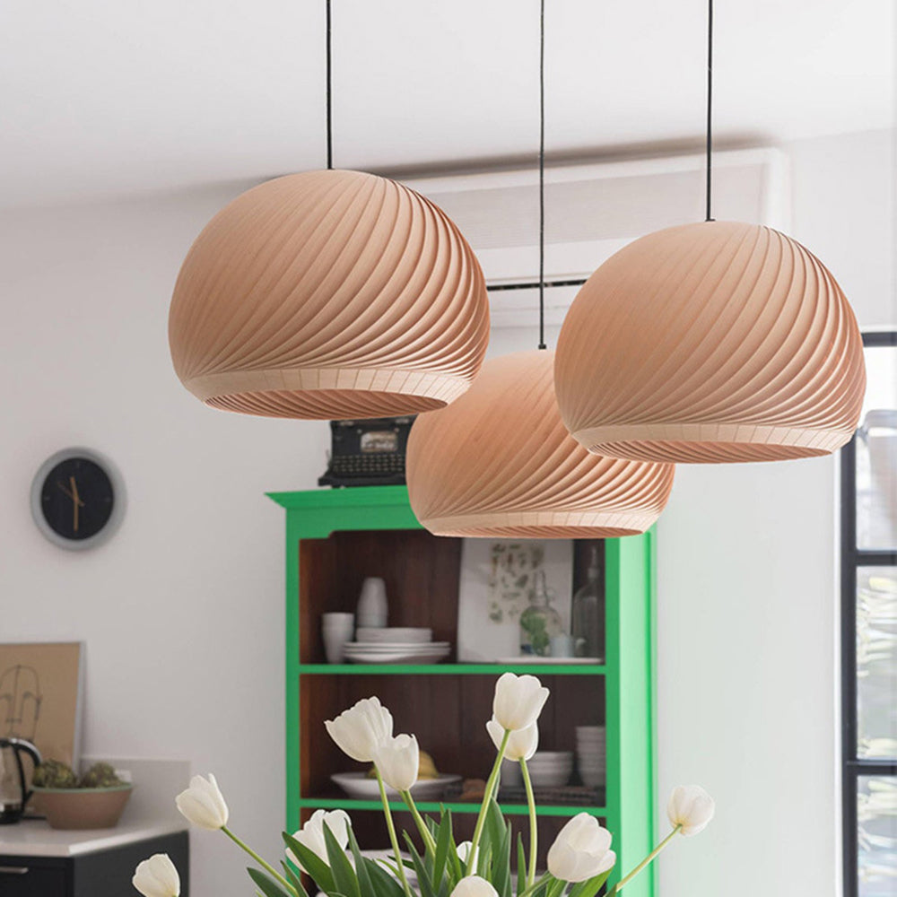 Muto Moderno LED Lampade a Sospensione Semicerchio Metallo Legno Nativo Soggiorno/Camera da Letto
