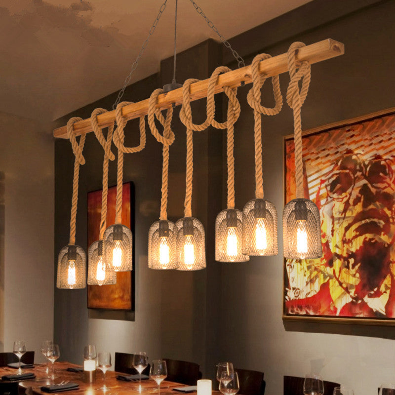 Epoch Vintage Metallo/Corda LED Sospensione Nero Soggiorno/Bar/Ristorante