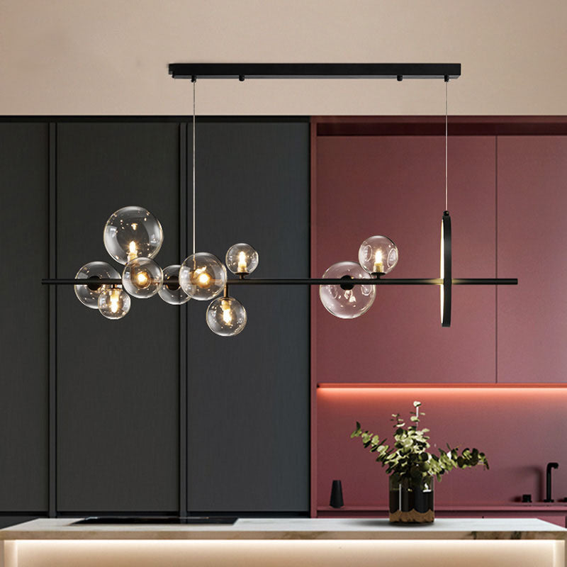 Valentina Moderno Metallo/Vetro Lux Lampadario Oro/Nero Soggiorno/Sala da Pranzo