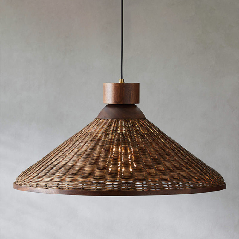 Silva Lampada a Sospensione LED di Design Retrò in Rattan per Soggiorno/Ristorante/Hotel