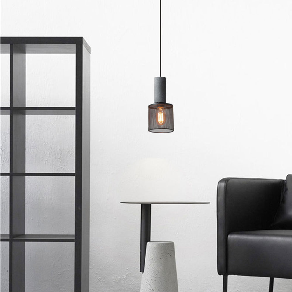 Arisha Moderni LED Wabi-Sabi Lampada a Sospensione Cilindrica Industriale Cemento/Metallo