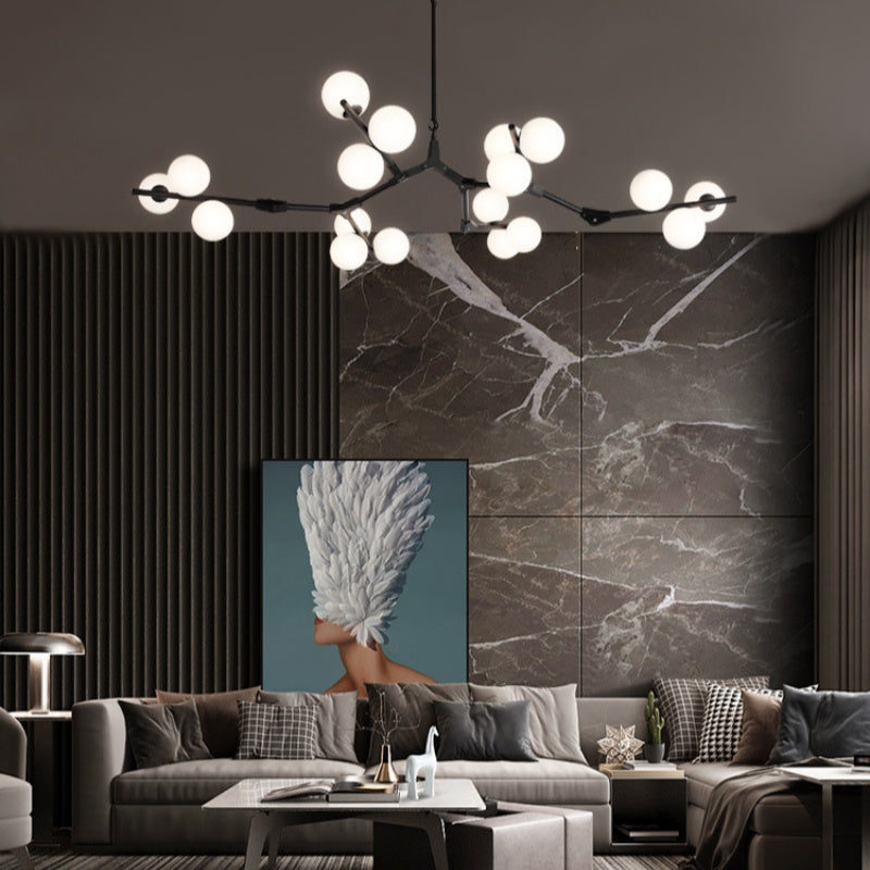 Valentina Moderno Metallo/Vetro Lux Lampadario Oro/Nero Camera da letto/Soggiorno