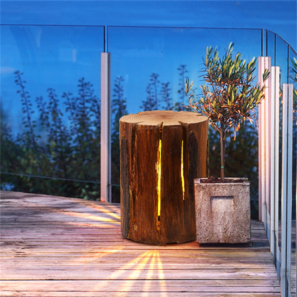 Ray Naturale Legno Colonna Resina Lampade da Esterno Giardino