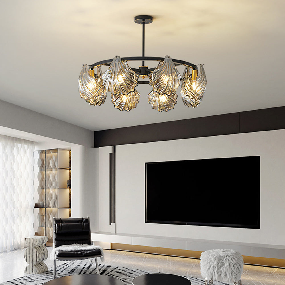 Kristy Moderne LED Conchiglia Anulare Lampade a Sospensione Metallo Vetro Nero/Oro Soggiorno/Camera da Letto