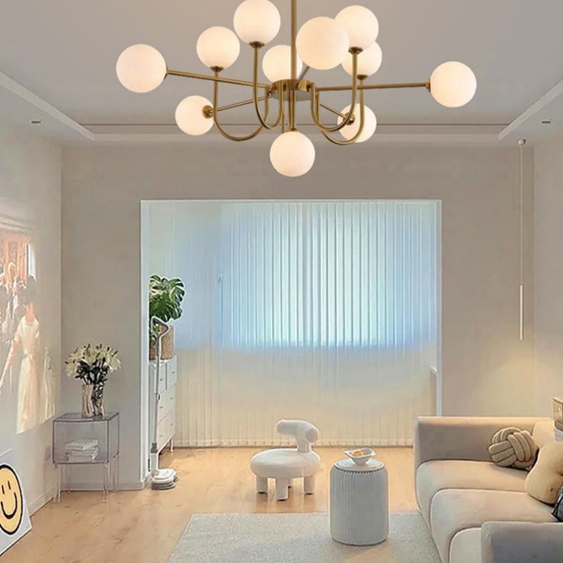 Valentina Moderno Metallo/Vetro Lux Lampadario Oro Soggiorno/Sala da Pranzo