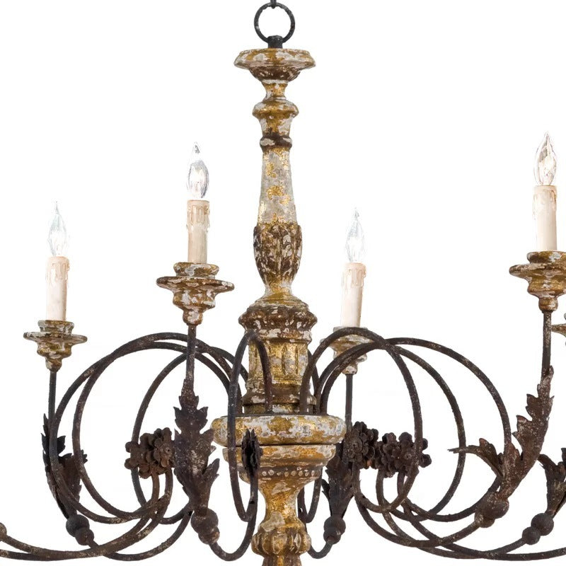 Silva Grande Lampadario Retro Creativo in Legno Marrone e Metallo per Soggiorno