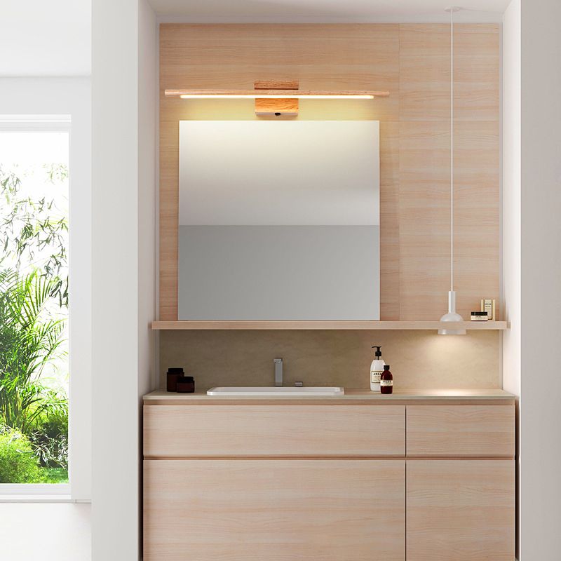 Muto Moderni LED Applique Specchio Vanità Natura Lineare Acrilico/Legno Bagno