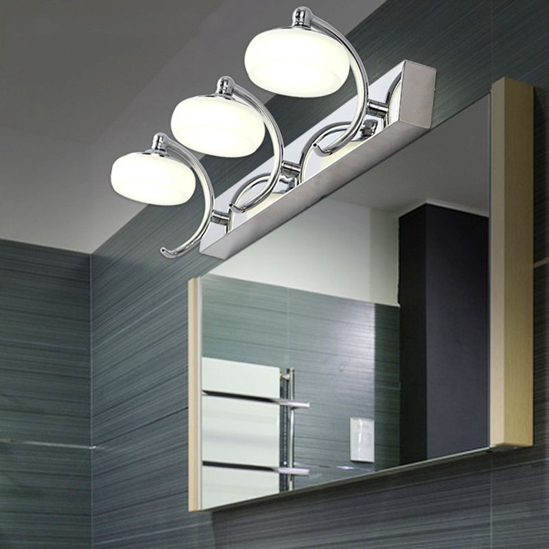 Arisha Moderno Design LED Applique Metallo Vetro Argento Specchio Bagno