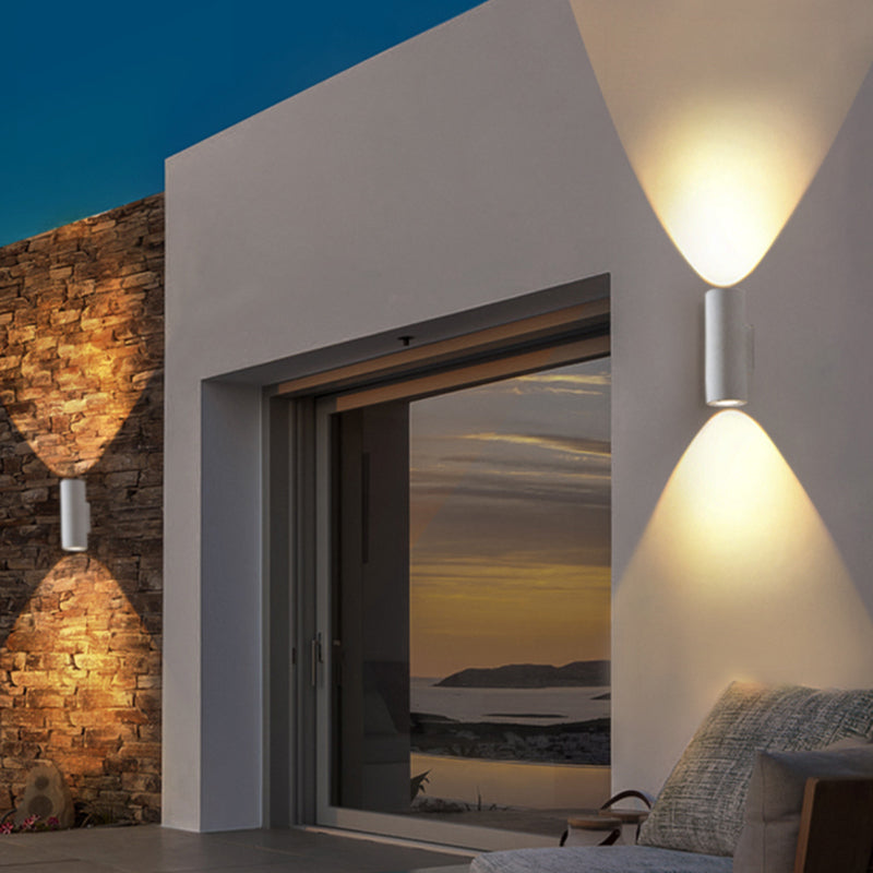 Ray Moderne LED Lampade da Esterno Cilindro Doppio Testa Cemento Nero/Bianco