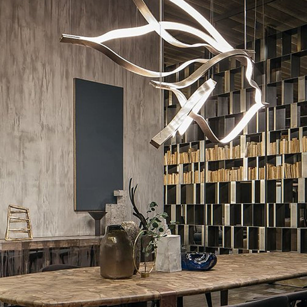 Arisha Moderni LED Lampada a Sospensione Metallo/Acrilico Oro Onda Camera da Letto