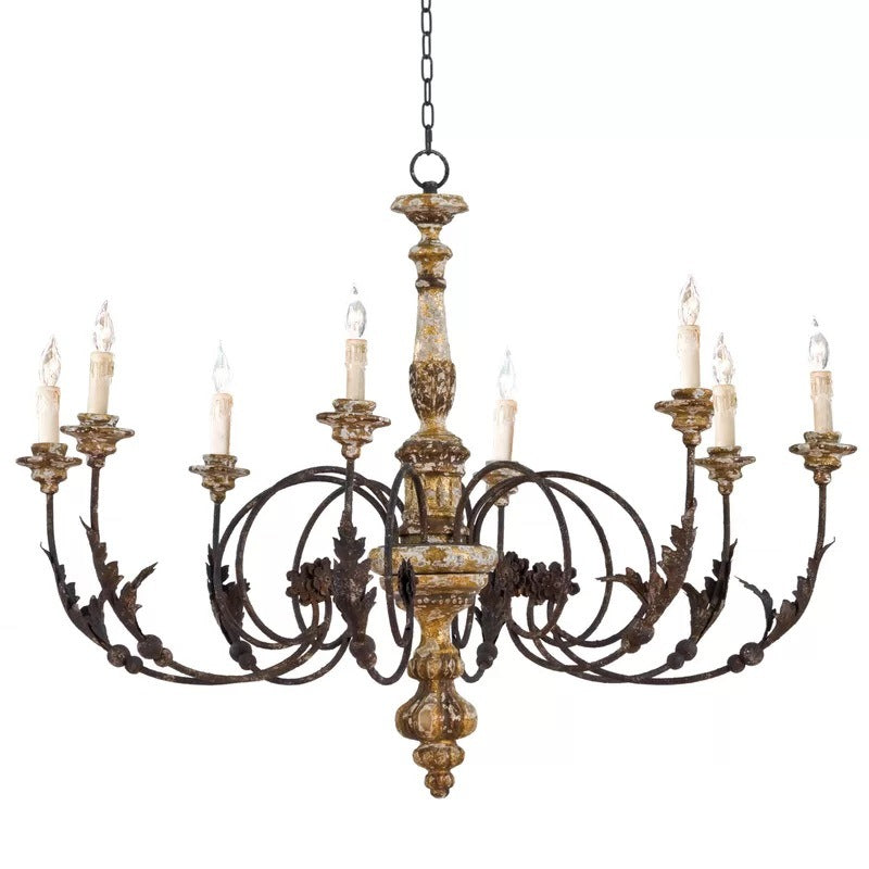 Silva Grande Lampadario Retro Creativo in Legno Marrone e Metallo per Soggiorno