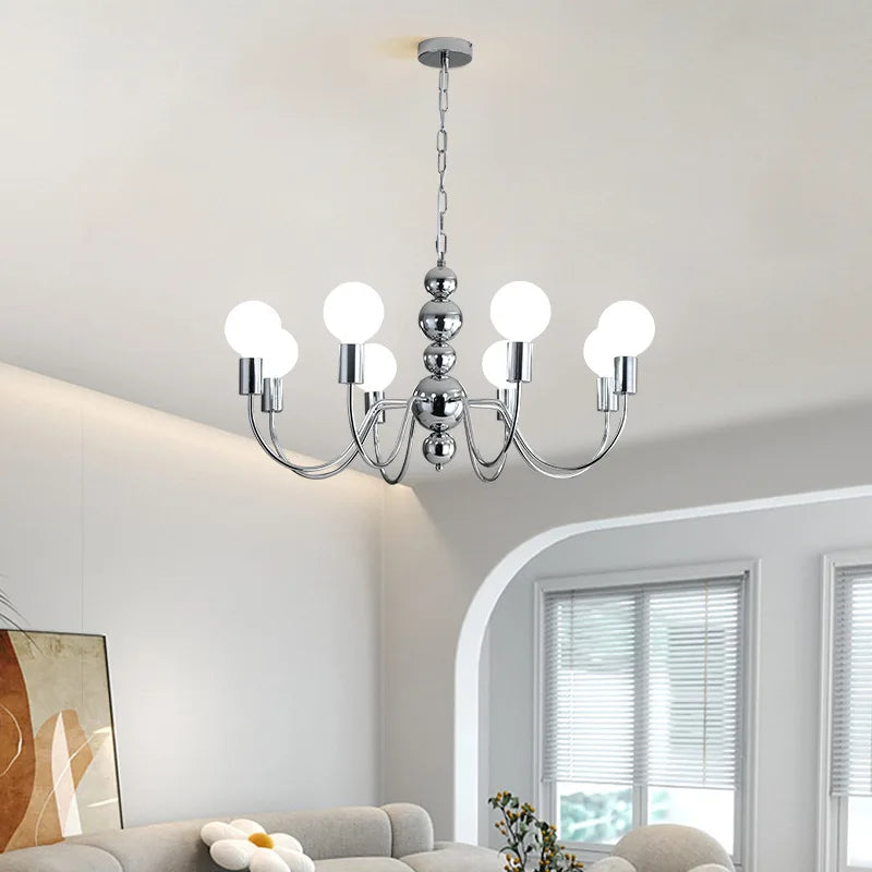 Valentina Medievale Metallo/Vetro Lux Lampadario Argento/Nero Soggiorno