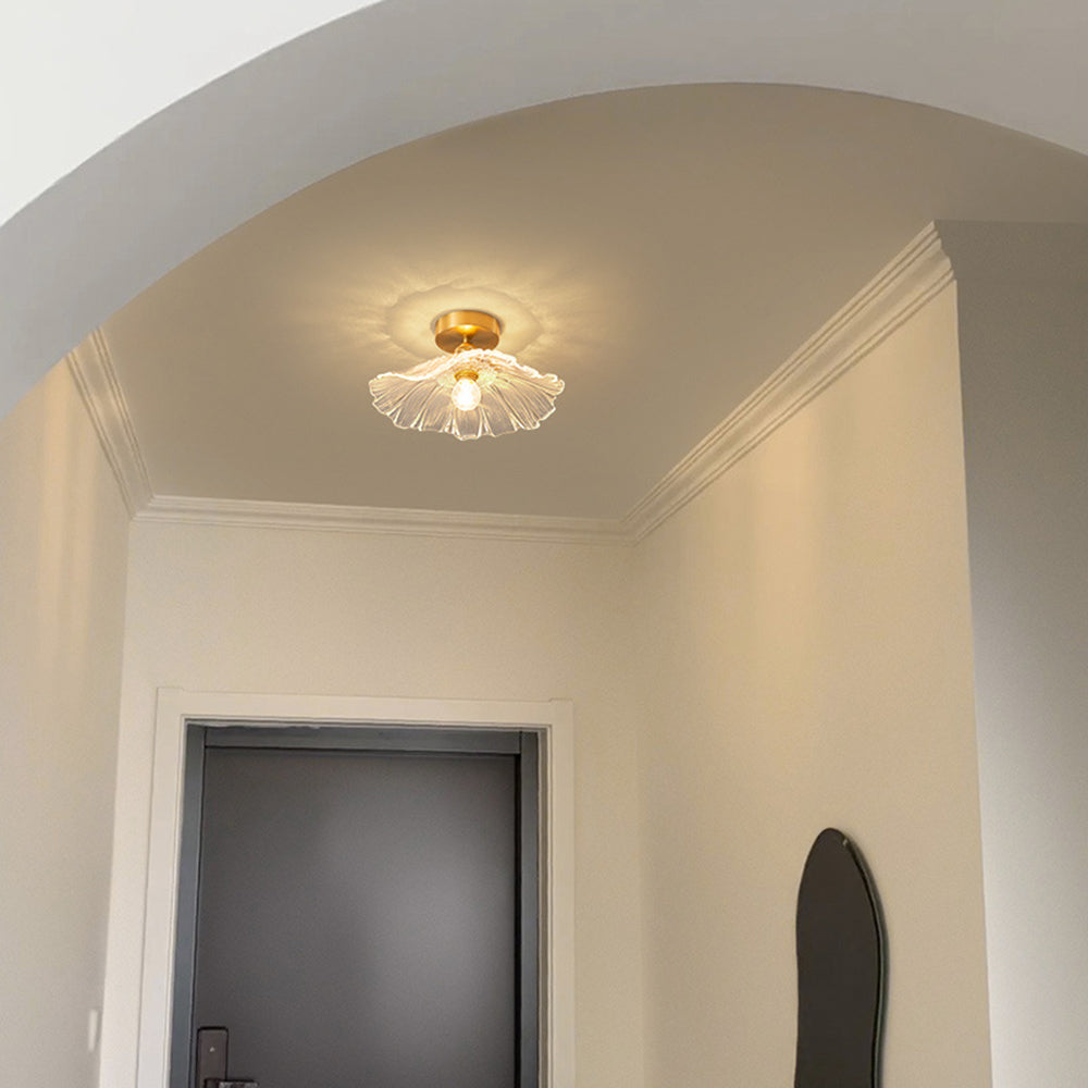 Arisha Design Art Deco Floreale Bellissimo LED Plafoniera Vetro Chiaro/Verde Soggiorno/Camera da Letto
