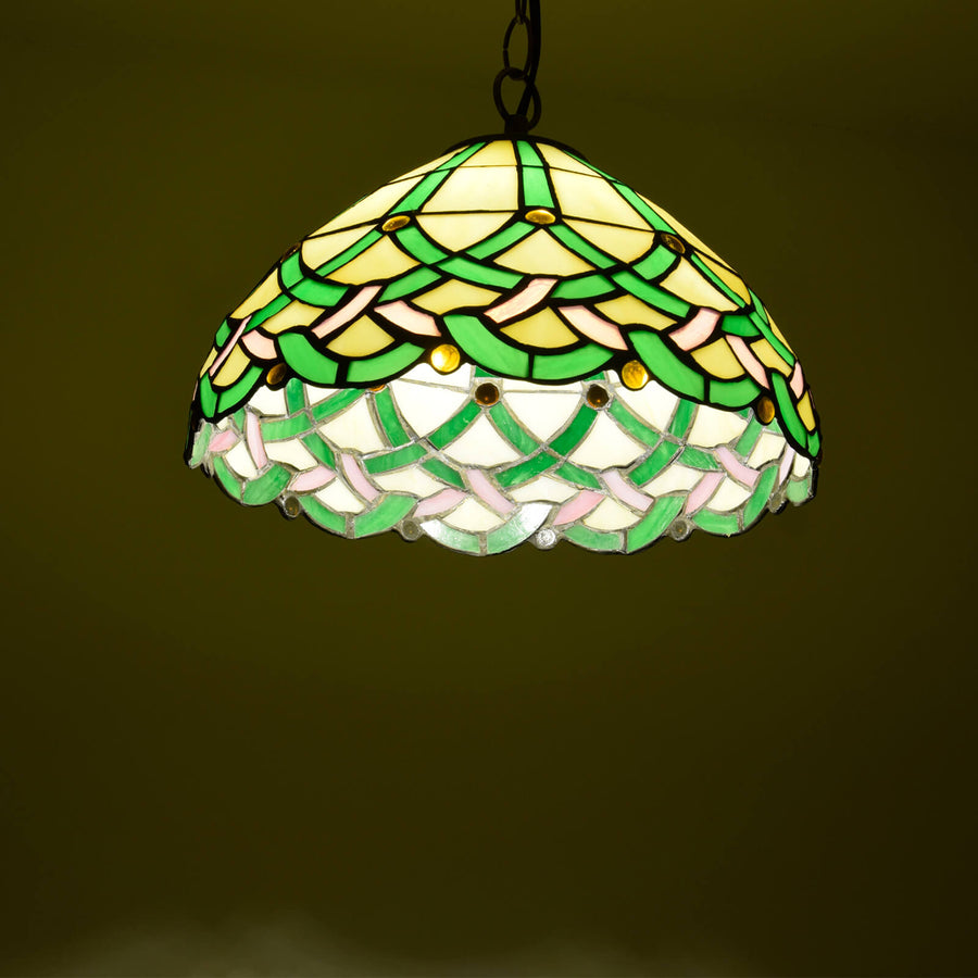 Tiffany Vintage Metallo/Vetro Sospensione Verde Soggiorno